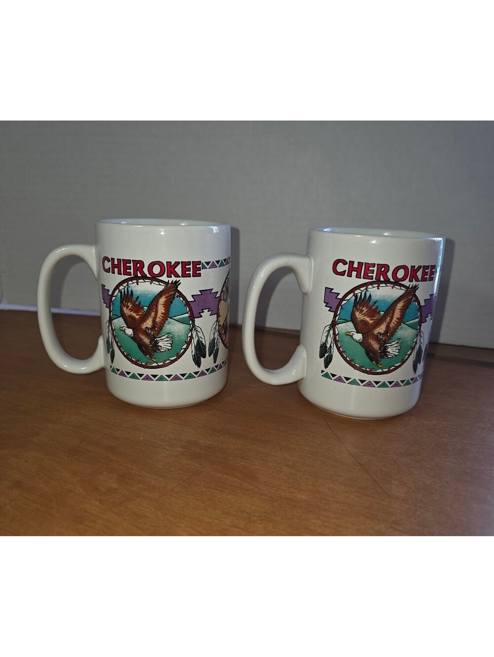 Set of two vintage Cherokee Native American coffee mugs